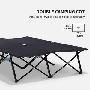 Lettino da campeggio pieghevole per 2 persone, per adulti, extra largo da 50 pollici, portatile, per esterni, con borsa per il trasporto, design rialzato - Product Image 6