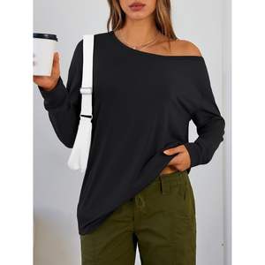 2025 Custom Oversized Tshirts for <b>Women</b> Queen <b>Womens</b> off the Shoulder <b>Tops</b> with <b>Long</b> Sleeves Basic Casual Tees in Plus Sizes - Product Image 3