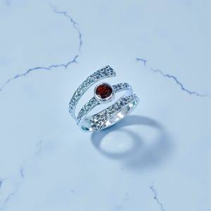 Good Quality <b>Garnet</b> Cut Gemstone 925 Sterling <b>Silver</b> <b>Rings</b> Round Cut Stone <b>Rings</b> - Product Image 2