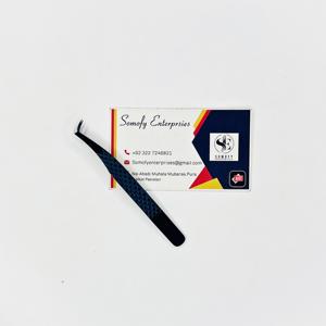 Somofy Enterprises Professional Plasma Black Finish Diamond Grip Tweezers <b>Smooth</b> Tip Stainless Steel Precision Eyelash - Product Image 3