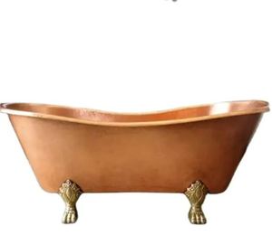 Freestanding Copper Bath Tub Oval Soaking Bathtub Modern Spa Tub for Bathroom Home Use - Product Image 2