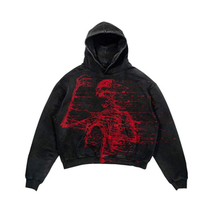 Sweat-shirt à capuche oversize pour homme, style streetwear, imprimé, en coton French Terry, manches classiques, avec poche, pour l'automne - Product Image 3