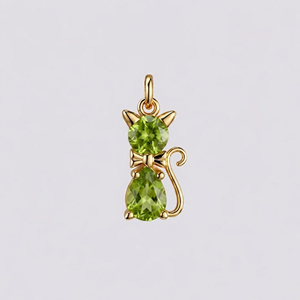 Pendentif Chat en Tourmaline Rose Plaqué Or, Charme Chat Mignon avec Pierre de Tourmaline Rose Facettée, Bijou Animal, Collier, Cadeau - Product Image 4