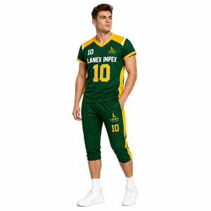 Ensemble d'uniformes de football américain au design optimal, vert et jaune, impression par sublimation, polyester respirant, vêtements d'entraînement unisexes pour adultes - Product Image 2