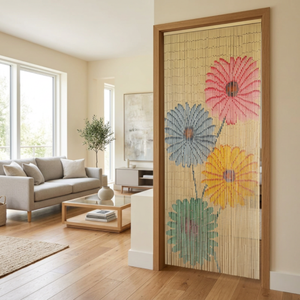 Handmade Bamboo Beaded Curtain Gerbera Flower Bohemian Wedding Custom Decorative Door Hanging Home Factory Direct Fast Shipping - Product Image 2