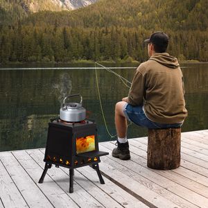 Stufa a Legna Pieghevole 36*36*46.5cm, Spessore Personalizzabile per Campeggio, Viaggi e Cucina con Legna da Ardere - Product Image 6