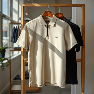 Chemise décontractée pour homme à manches courtes en polyester et coton tricoté, brodée, anti-plis, respirante, idéale pour le golf - Product Image 2