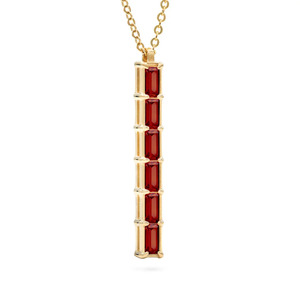 Collar con Colgante de Barra de Granate Baguette en Oro Amarillo - Product Image 5