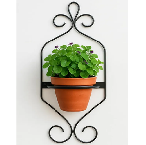Support mural en métal pour plantes avec deux pots pour l'intérieur et l'extérieur, style rustique, en promotion - Product Image 3