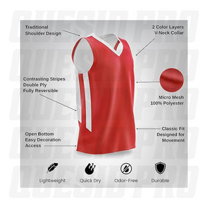 Camisetas de Baloncesto Transpirables, Reversibles, de Alta Venta en Línea, con Logotipo Personalizado, Colores Personalizables, Camisetas de Baloncesto Blancas para Hombre - Product Image 3