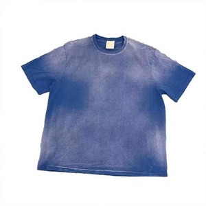 เสื้อยืดโอเวอร์ไซส์ทรงหลวมสำหรับผู้ชาย คุณภาพสูงสำหรับฤดูร้อน ผ้าเจอร์ซีย์คอตตอน 100% คอกลมแบบดิสเทรส - Product Image 1