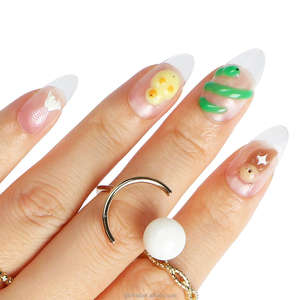 เล็บปลอมแบบกดติด ดีไซน์เองได้ ทรงสั้น สี่เหลี่ยม ประดับกลิตเตอร์ วัสดุ ABS สไตล์ฝรั่งเศส ไม่ต้องใช้แรงกด 24 ชิ้น สำหรับนิ้วมือ - Product Image 6