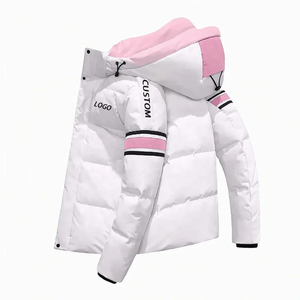Chaqueta acolchada blanca con capucha para hombre, a prueba de viento, con bloques de color, abrigo de invierno con cremallera, para venta al por mayor de ropa. - Product Image 3