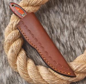 Couteau à lame fixe en acier Damas fait main, avec bolster en acier, étui de transport vertical, manche en bois Pakka, pleine longueur de lame, pour la chasse et le camping, OEM - Product Image 4