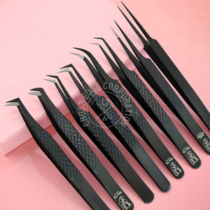 แหนบขนตาสีดำแบบมืออาชีพปากคีบขนตาแบบมีด้ามจับนาโนติดเพชร45 75 90องศา - Product Image 1