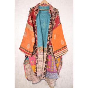 Handmade Cotton Kantha Outerwear Indian Vintage Printed Breathable Patchwork Jacket <b>for</b> <b>Women</b> Bohemian Long <b>Coat</b> Autumn/Winter - Product Image 1