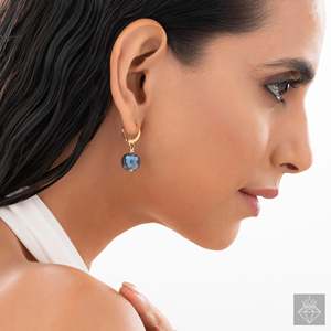 PRAO Huggie Earrings Blue <b>Crystal</b> <b>Ball</b> Huggie <b>Crystal</b> Earrings - Product Image 2