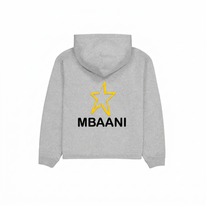 Sweat-shirt à capuche gris MBAANI, coupe classique, couleur unie, logo sur le devant, vêtement décontracté pour l'automne, 100% coton molletonné, sweat-shirt à capuche unisexe - Product Image 2