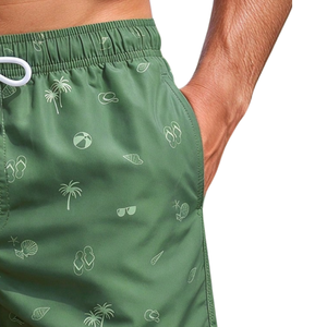 Shorts de bain imprimés respirants pour hommes, séchage rapide, taille élastique avec cordon de serrage, légers, été, XL/3XL, poches latérales - Product Image 5