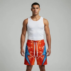 Shorts Bermuda pour Homme à Imprimé Éclairs Violets, Séchage Rapide, Décontractés, Sportifs, Motif Géométrique, en Polyester, Vêtements de Sport - Product Image 2