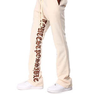 Pantalon de jogging décontracté pour homme, personnalisable, écologique, en polyester/coton, style vintage, effet vieilli, avec patch brodé, coupe évasée, vente en gros - Product Image 4