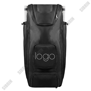 SIBRIN Premium Solid Black Stand-Up Cricket Wheelie Kit Bag Large Capacity Waterproof Portable Water Resistant Bats <b>Pads</b> Sports - Product Image 2