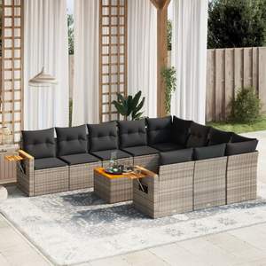 Conjunto de Sofás de Jardín de Mimbre Sintético Gris Resistente a los Rayos UV, Muebles de Exterior con Materiales Duraderos - Product Image 1