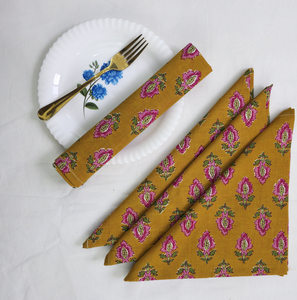 Servilleta de Mesa de Algodón Hecha a Mano con Estampado Floral, 100% Algodón, Desechable, Personalizable, para Reuniones Festivas, Hecha a Mano en India - Product Image 4