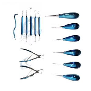 Kit d'instruments chirurgicaux dentaires manuels pour laboratoire dentaire, comprenant des élévateurs et des pinces bleus à poignée ergonomique - Product Image 3