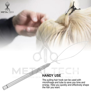 Silver Hair Extension Loop <b>Needle</b> Wire Pulling Hook <b>Threader</b> Tool Set for Micro Ring Links Silicone Beads Application - Product Image 6