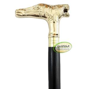 Bâton de marche de styliste de qualité spéciale avec poignée de cheval en laiton doré/cannes de marche en bois avec poignée de cheval et de lion en laiton - Product Image 1