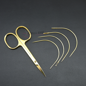 Tijeras Cortadoras de Hilo para Extensiones de Cabello con Kit de Tejido, Agujas Curvas para Coser, Herramientas de Salón de Acero Inoxidable - Product Image 1