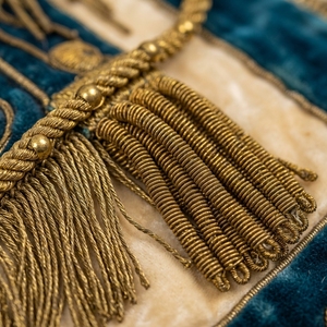 Vintage <b>Light</b> Blue Masonic Apron with Gold Fringe & Embroidered Eye Symbol – Custom Freemason Ceremonial Regalia Accessory - Product Image 4