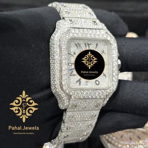 นาฬิกาข้อมือผู้หญิง Pahal Jewels หรูหรา ตัวเรือนสแตนเลสสตีล หน้าปัดทรงเหลี่ยมประดับเพชร ระบบควอตซ์ แสดงวันที่ ขนาดหน้าปัด 40 มม. ตัวล็อคแบบผีเสื้อ - Product Image 3