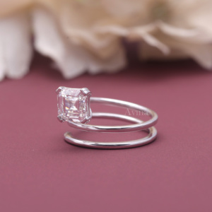 IGI Certified Lab Grown Asscher Diamond Spiral Wrap Ring <b>Solid</b> 925 Sterling <b>Silver</b> Modern Solitaire Engagement Ring - Product Image 5