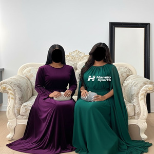 New Arrival Women Abaya Loose Waist <b>Big</b> Wing Long Dress <b>Bow</b> Decoration Stand Collar Flare Sleeves Women Abaya - Product Image 1