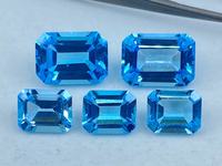 Topacio Azul Cielo Natural Calentado, Forma Octogonal Facetada, Gema Suelta, Excelente Calidad Rara, Juego de Colores, Tamaños Surtidos 4x2mm 18x13mm