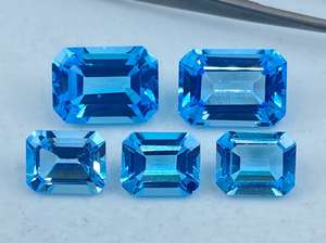 พลอยโทแพซสีฟ้าทรงแปดเหลี่ยมเจียระไน ขนาดต่างๆ 4x2 มม. ถึง 18x13 มม. สำหรับทำเครื่องประดับ - Product Image 3