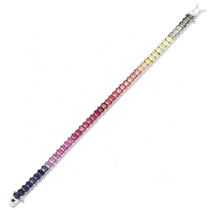 925 Silver Women's Lab Grown Rainbow Diamond IGI Certified Baguette Cut Fancy Color Classic Style Everyday Wear Bracelet Jewelry - Product Image 4
