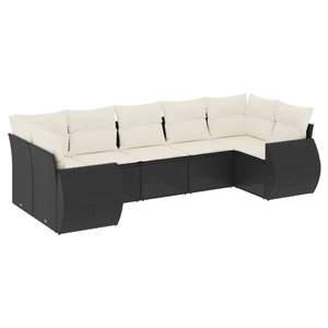 Conjunto de Sofá de Jardín de Ratán PE Negro y Acero con Recubrimiento en Polvo, 100% Poliéster, Muebles Elegantes para Exteriores - Product Image 2