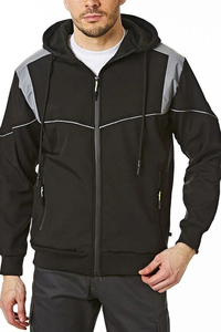 Veste softshell personnalisée pour homme, à capuche, avec logo sur le devant, respirante, coupe-vent, veste de sport d'automne, fabriquée par Antique Fashion - Product Image 5