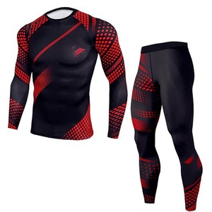 Conjunto de Compresión para Hombre, Manga Larga, Secado Rápido, Ultraelástico, para Gimnasio y Running, Traje de Compresión Ajustado - Product Image 1