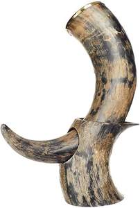 Hot Selling Viking <b>Drinking</b> Horn Set with <b>Stand</b> Genuine Quality New Style Natural Magnesia Crafts for Christmas from India. - Product Image 6