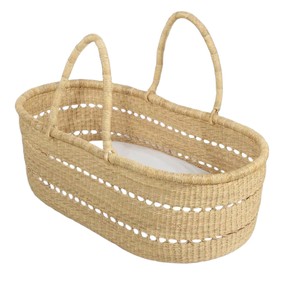 Factory modern breathable cutout stripe high <b>wall</b> seagrass changing <b>basket</b> paired with rattan changing kid <b>basket</b> and straps - Product Image 3