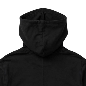 Sweat à capuche en polaire noir pour homme avec logo frontal, poche kangourou, cordon de serrage, manches longues, style décontracté streetwear, vente en gros - Product Image 3