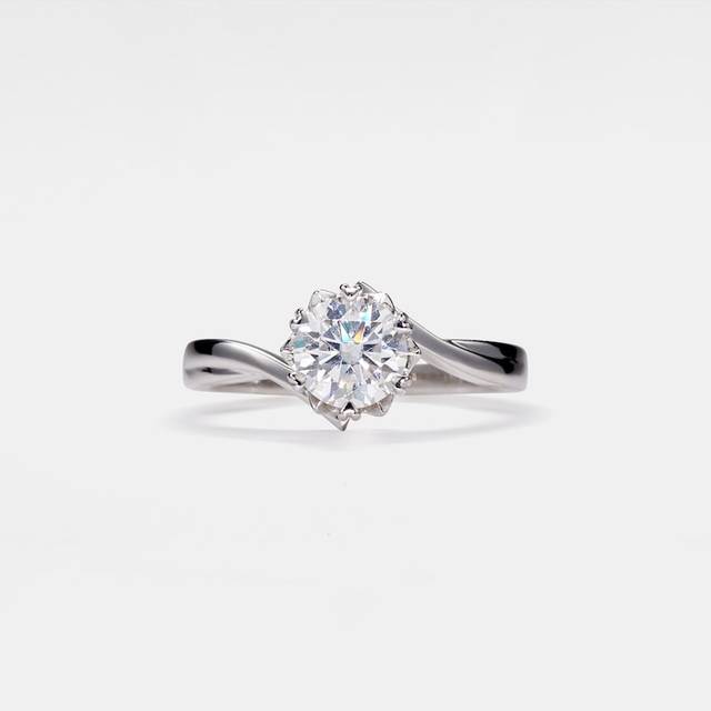 Moissanite Engagement Wedding Anniversary Gift Promise Ring 925 Sterling Silver Rhodium Plated Luxury Premium Grade for Women