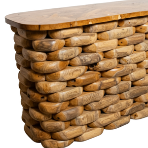 Table basse ARTERRA Luxury Pebble Stack, design moderne rustique, meubles de salon, bois de teck unique fait main - Product Image 2
