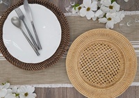 Ensemble de dessous-de-plat pliables en rotin tressé à la main, écologiques, modernes et ronds pour la table