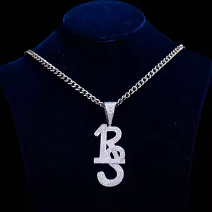 Pendentif lettre RS serti de diamants, moissanite taille brillant ronde, micro-incrustation, bijoux hip-hop unisexe - Product Image 2