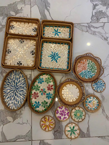 ตะกร้าเก็บอาหารทรงกลมหวายธรรมชาติ ลายใบไม้สีเขียว ดีไซน์ทันสมัย เป็นมิตรกับสิ่งแวดล้อม วางซ้อนกันได้ ตกแต่งบ้าน - Product Image 4